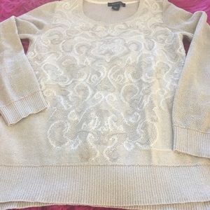 White/Black light  sweater. Silver thread accent.